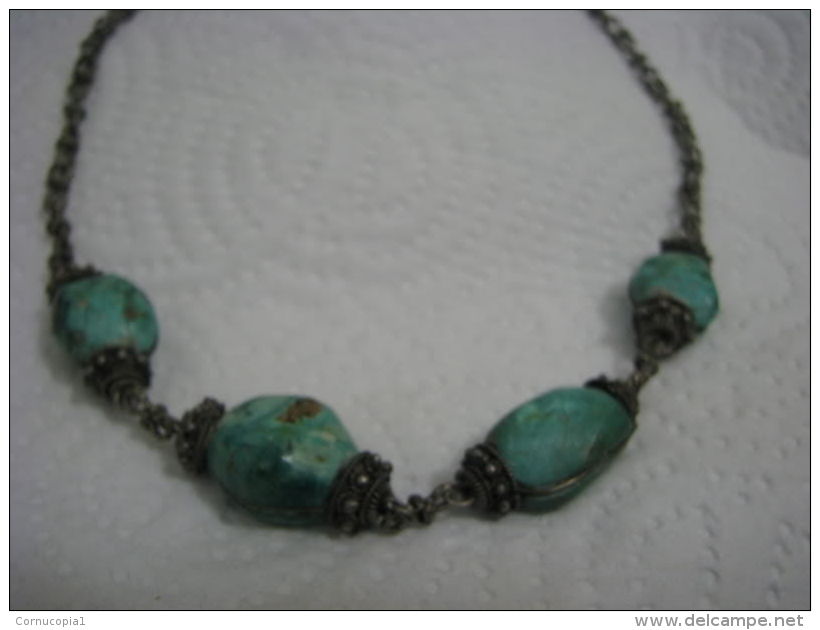 1940´s Palestine Pre-Israel Eilat Stone Silver Handmade Necklace - Ethniques