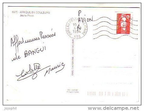 Jeune Peule - Peuhle - Circulé De Bangui - Cachet " Bureau Postal Militaire 630 " - Zentralafrik. Republik