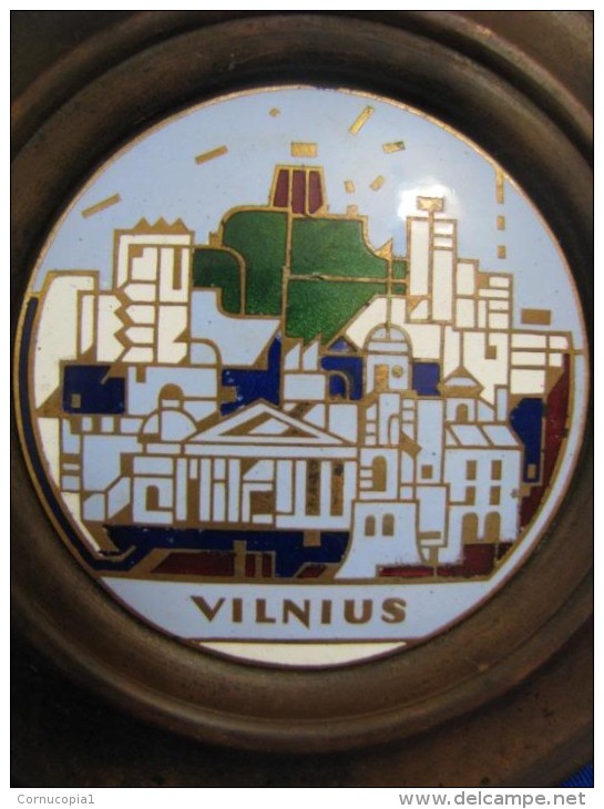 Vintage VILNIUS LITHUANIA Enamel Copper Wall Decor - Koper