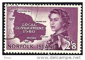 NORFOLK ISLAND SELF GOVERNMENT PURPLE QEII HEAD SET OF 1 STAMP 2/8 ISSUED 1960 USEDLH SG40 READ DESCRIPTION !! - Ile Norfolk