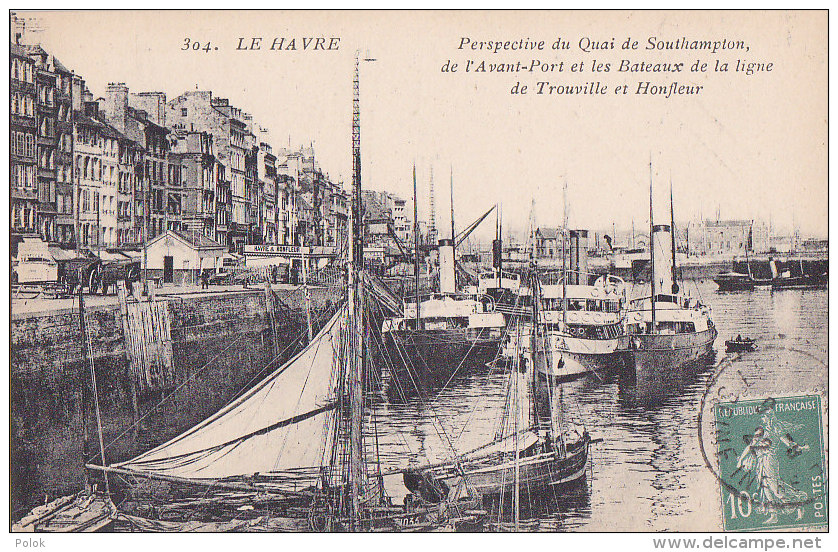 Al - Cpa LE HAVRE - Pespective Du Quai De Southampton, De L'avant Port Et Les Bateaux De La Ligne De Trouville Et Honfle - Hafen