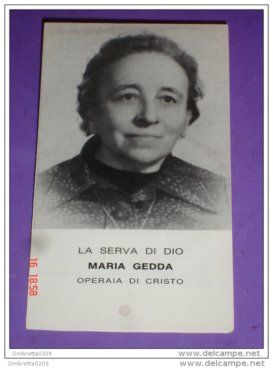 Reliquia MARIA GEDDA Serva Di Dio MODANE,Francia.Torino N.S.Suffragio.Milano Basilica S.Cuore. Società Operaia Femminile - Santini