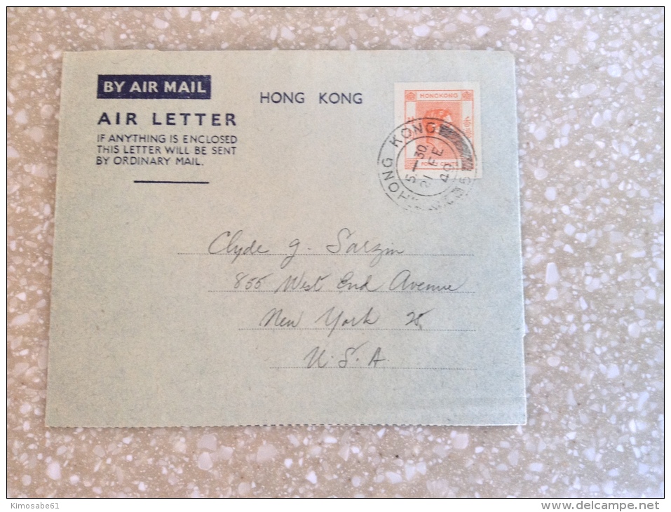 HONG KONG, 1949 Air Letter - KING GEORGE VI - Covers & Documents