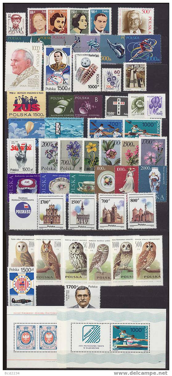 POLAND 1990 POLISH STAMPS PHILATELIC YEAR SET MNH ANNEE ANO ANNO JAHRGANG SET MNH POLOGNE POLEN POLONIA - Años Completos