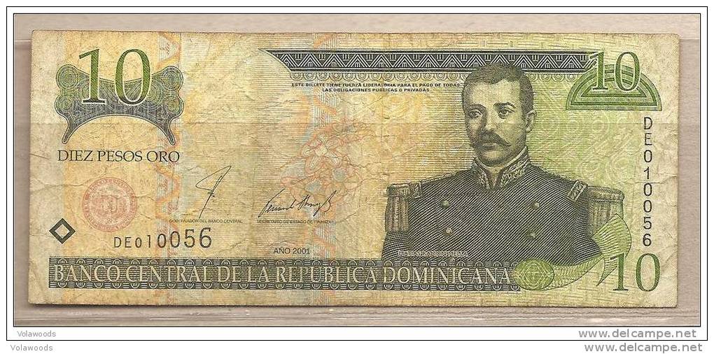 Rep. Dominicana - Banconota Circolata Da 10 Pesos De Oro - 2001 - Repubblica Dominicana