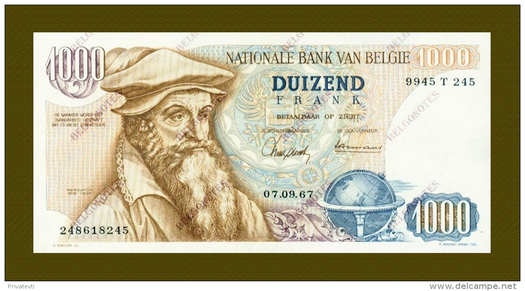 *Belgie - Belgique *1000 Francs Type Mercator*1967**AUNC**Lo T 1902618245 - Other & Unclassified