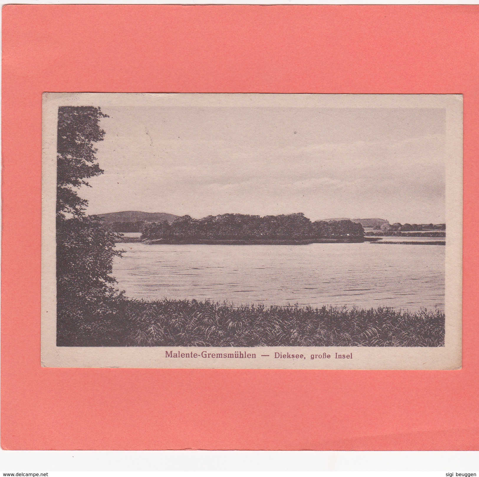 AK / Malente-Gremsmühlen  -  Dieksee, Große Insel / LK Ostholstein / Gelaufen 1921 / Schwarzweiß - Malente-Gremsmuehlen