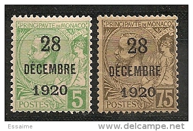 Monaco. 1921. N° 48-49 Neuf * MH. - Altri & Non Classificati
