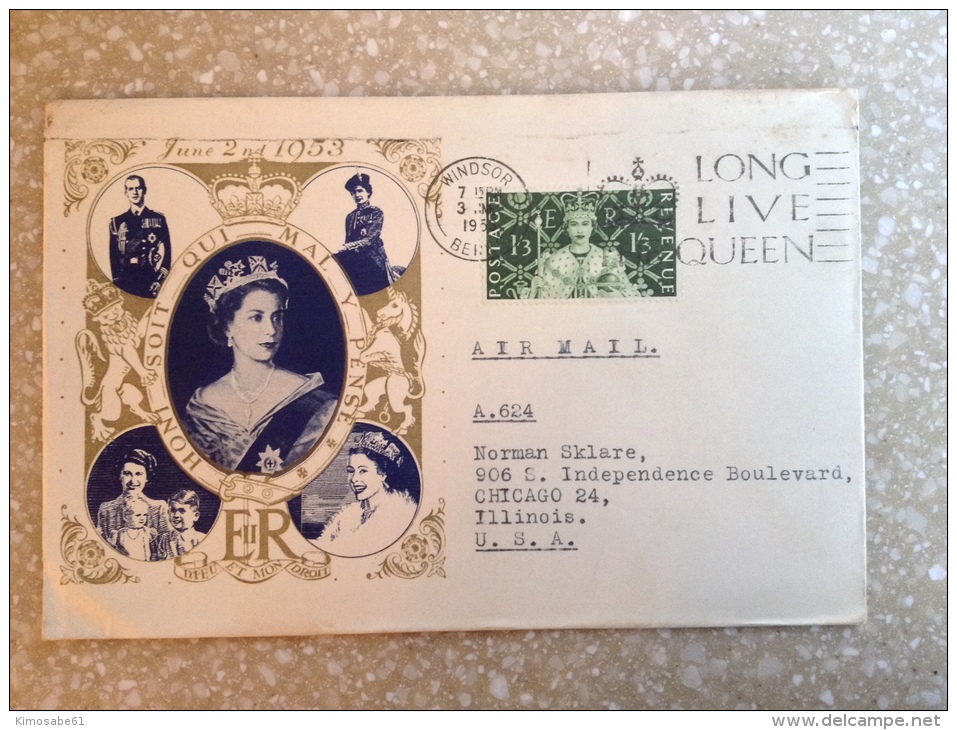 GB, 1953 First Day Cover With Coronation Stamp On Illustrated Commemorative - 1952-1971 Pre-Decimal Issues