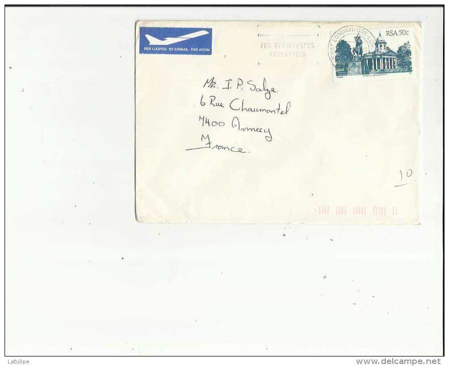 Enveloppe Timbrée Flamme De  Mr  Wintfield A Southenwood East London South-Africa Adressé A Mr Salze A Annecy 74 - Airmail
