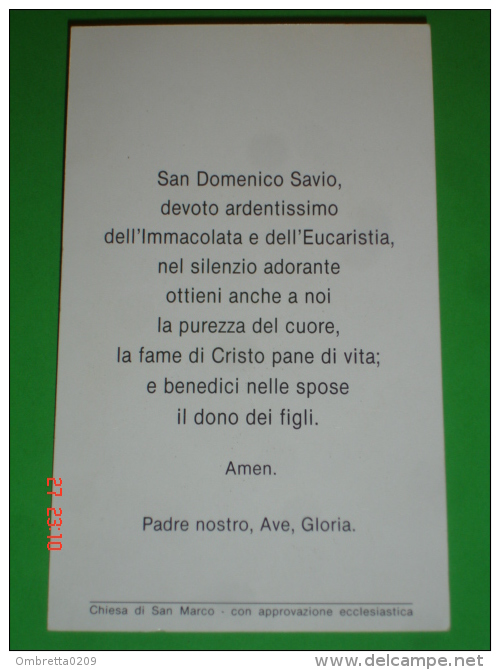 S.DOMENICO  SAVIO Chiesa Di S.Marco (Bergamo?)   - Salesiano - Don Bosco  - Santino - Images Religieuses