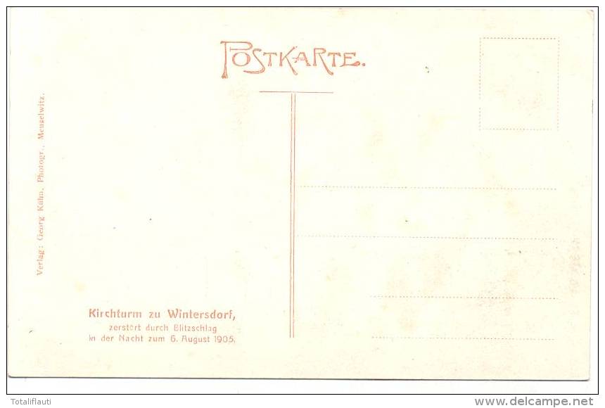 Wintersdorf OT Von Meuselwitz Thüringen Kirchturm Zerstört Durch Blitzschlag 6.8.1906 Belebt TOP-Erhaltung Ereignis Unge - Meuselwitz