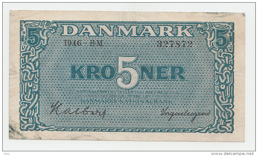 DENMARK 5 KRONER 1946 VF P 35c - Danemark