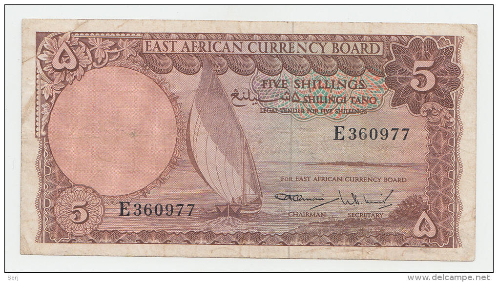 East Africa 5 Shillings 1964 VF CRISP Banknote P 45 - Sonstige – Afrika