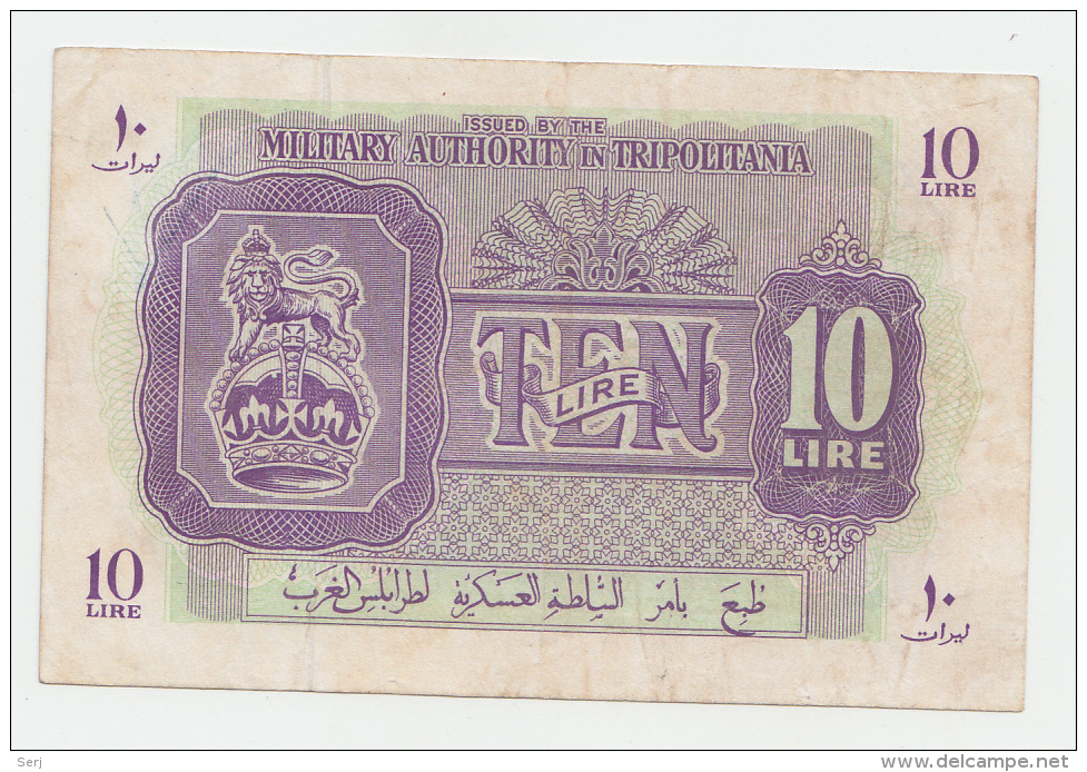 Libya Tripolitania 10 Lira 1943 WWII VF+ P M4 - Libye