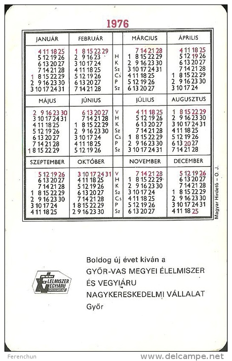 TEA * BEVERAGE * SOFT DRINK * LIPTON TEABAGS * TEA BAG * GYOR * CALENDAR * EVNM Gyor-Vas 1976 * Hungary - Tamaño Pequeño : 1971-80