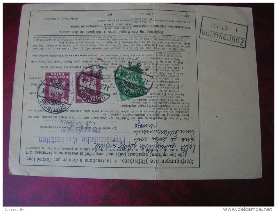 == DR Infla Paket Karte Dt. Kartierungstelle , Zoll In Dei Schweiz  1926 - Briefe U. Dokumente