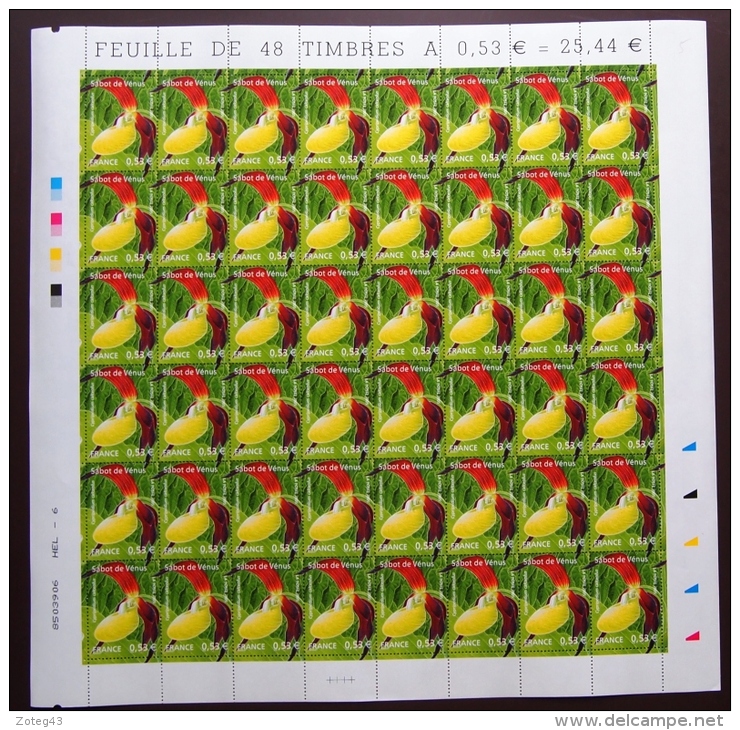 FRANCE 2005 FEUILLE COMPLETE DE 48 TIMBRES ORCHIDEE SABOT DE VENUS YT N° 3764** - Ganze Bögen