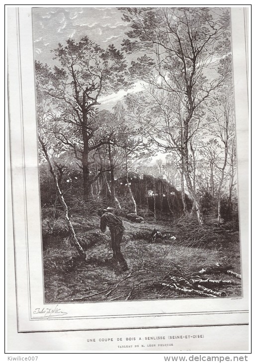 GRAVURE D Epoque  1877 Foret De Senlisse   Seine Et Oise Senlis     UNE COUPE DE BOIS      Leon Pelouze - Non Classés