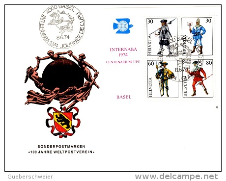 TEL-L23 - SUISSE FDC Avec Bloc N° 10 INTERNABA 1974 Avec Messgers Postaux - Blocs & Feuillets