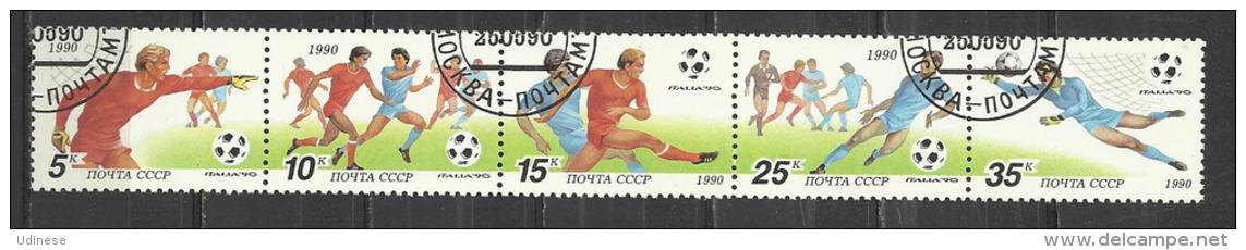 USSR 1990 - WORLD CUP FOOTBALL - STRIP - USED OBLITERE GESTEMPELT USADO - 1990 – Italien