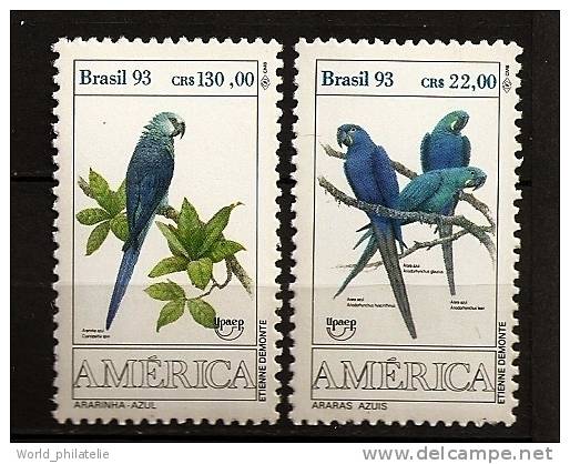 Bresil Brasil 1993 N° 2136 / 7 ** Oiseaux, America-UPAEP, Danger D´extinction, Aras, Anodorhynchus, Cyanopsitta Psixi - Unused Stamps