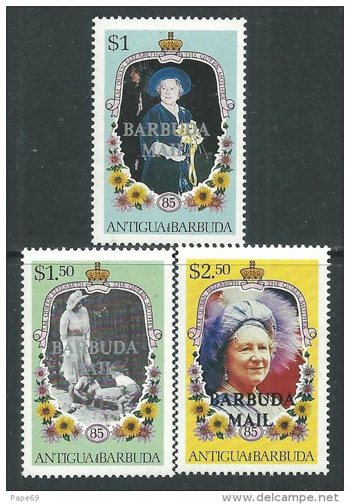 Barbuda N° 778 / 80 XX 85ème Anniversaire De La Reine-mère Elisabeth, Les 3 Valeurs  Sans Charnière  TB - Barbuda (...-1981)