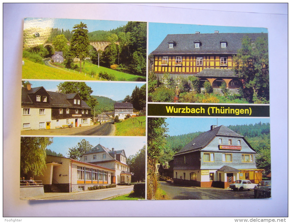 Germany: WURZBACH (Thüringen) - Viadukt, Gaststätte "Zum Sormiztal", FDGB "Rudi Arnstadt", Rathaus - 1984 Used - Wurzbach