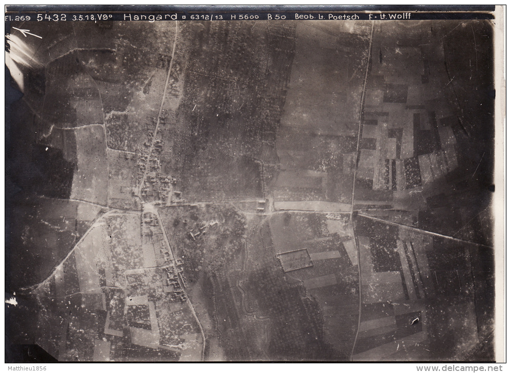 Photo Aérienne Mai 1918 HANGARD (près Moreuil) - Vue Des Tranchées Et Des Impactes De L´artillerie (A6, Ww1, Wk1) - Autres & Non Classés