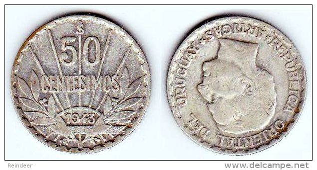 ® URUGUAY 1943: 50 Centésimos PLATA - Uruguay