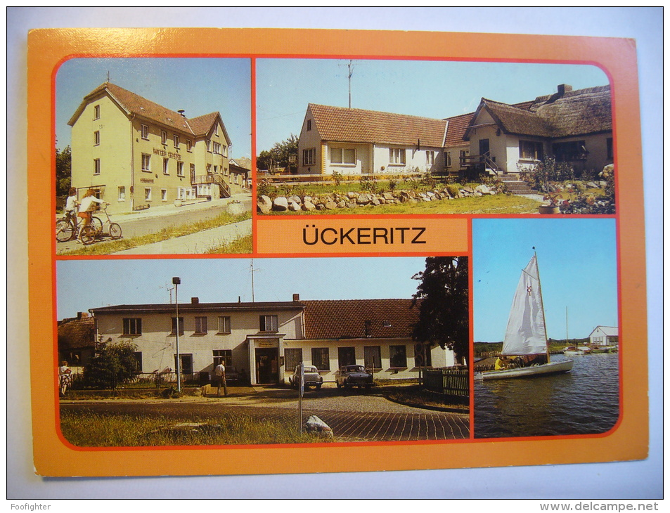Germany: ÜCKERITZ (Kr. Wolgast) - Rat Der Gemeinde, Ortsmotiv, Gaststätte "Deutsches Haus", Bootshafen - 1986 Used - Wolgast
