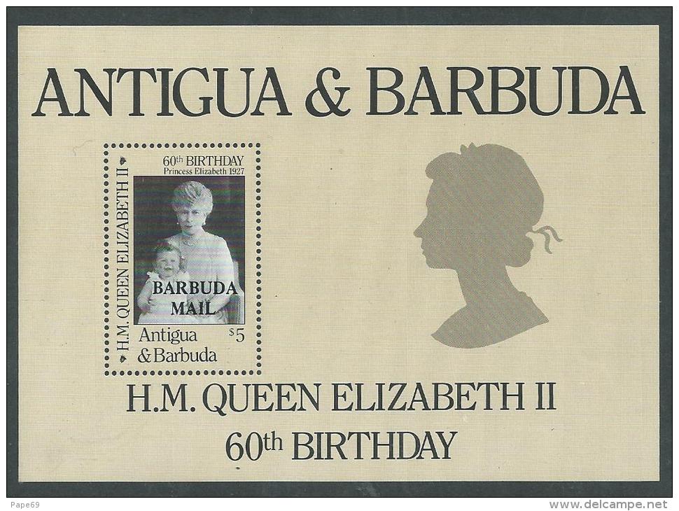 Barbuda BF N° 101 XX 60ème Anniversaire De Sa Majesté Elisabeth II (II), Le Bloc Sans Charnière  TB - Barbuda (...-1981)
