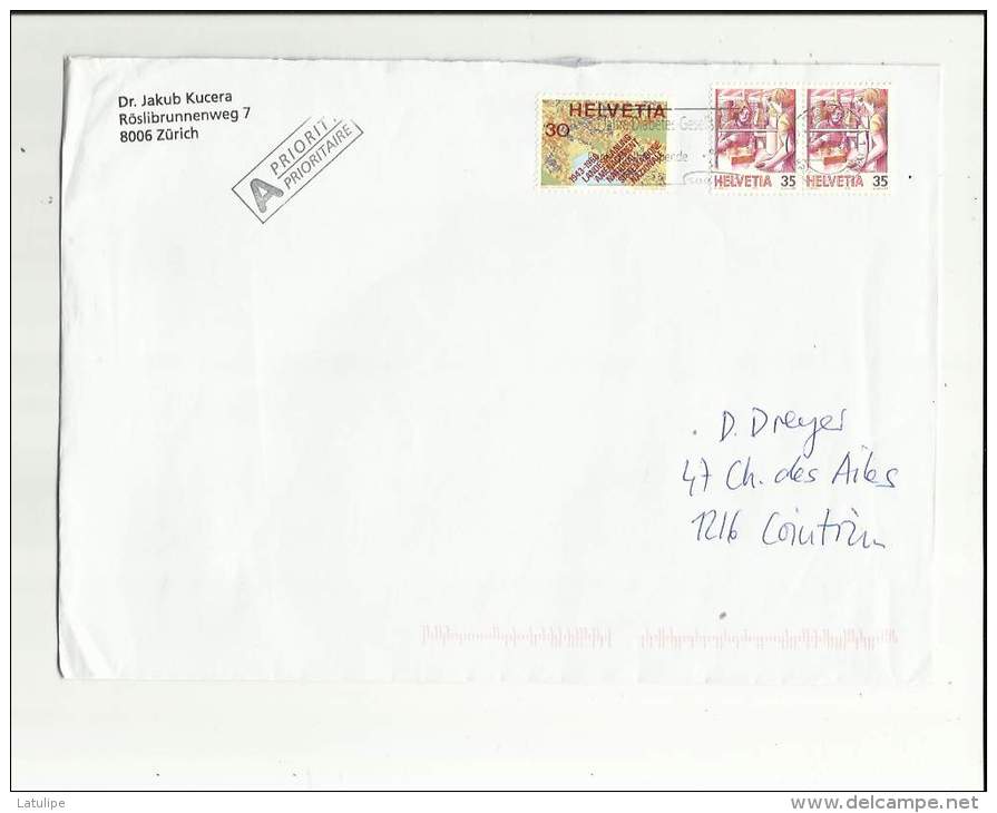 Enveloppe Timbrée  De Exp; Dr  Jakub Kucera A  Zurich 8006 Adressé A Mr Dreyer A Cointrin 1216 - Frankiermaschinen (FraMA)