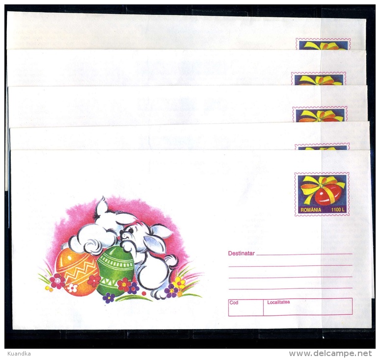 1999 - 5 Easter Covers From Romania,Rumänien,Roumanie,Rumania - Postmark Collection