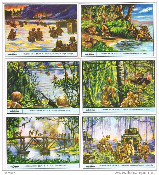 6541. Serie Completa 6 Cromos  GALLICROMO, Serie 12, Guerra En La Selva - Storia