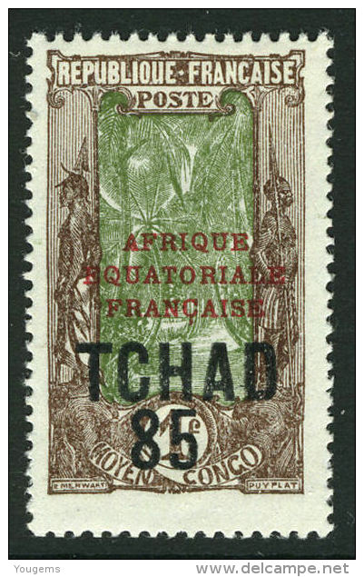 French:Tchad 1925-27 85c On 1f  MNH - Other & Unclassified