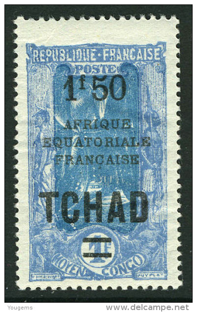 French:Tchad 1925-27 1f.50 On 1f  MNH - Other & Unclassified