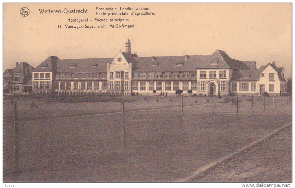 Wetteren-Quatrecht.  -  Provinciale Landbouwschool;  Hoofdgevel - Wetteren