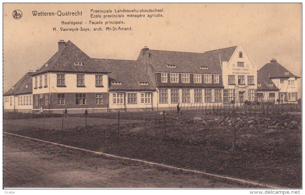 Wetteren-Quatrecht.  -  Provinciale Landbouwschool;  Hoofdgevel - Wetteren