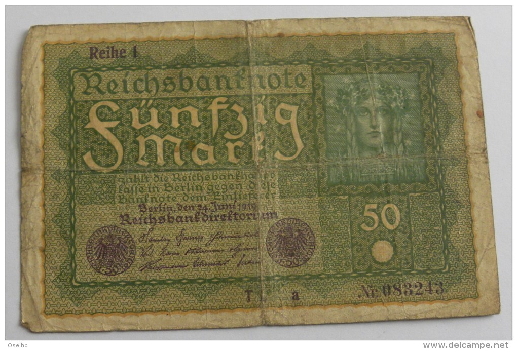 Billet  50 Reichbanknote Fünfzig Mark 24 Juni 1919 - RBD - 50 Mark