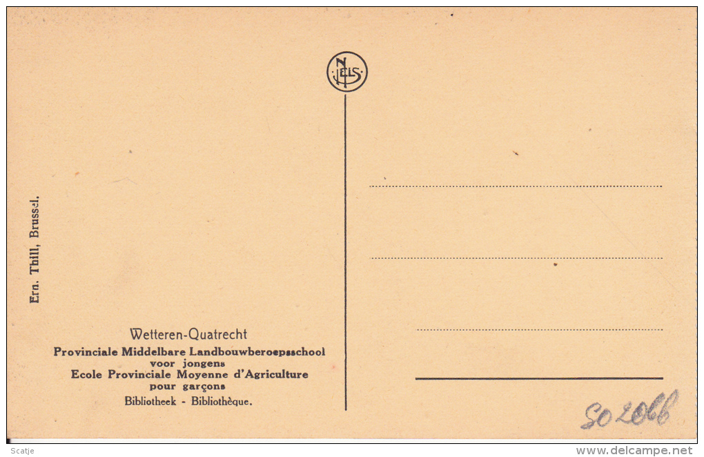 Wetteren-Quatrecht.  -  Provinciale Middelbare Landbouwberoepsschool Voor Jongens;   -  Bibliotheek - Wetteren