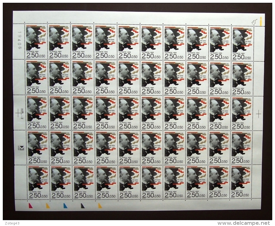 FRANCE 1992 FEUILLE COMPLETE DE 50 TIMBRES MUSICIENS ERIK SATIE N°2748** - Full Sheets