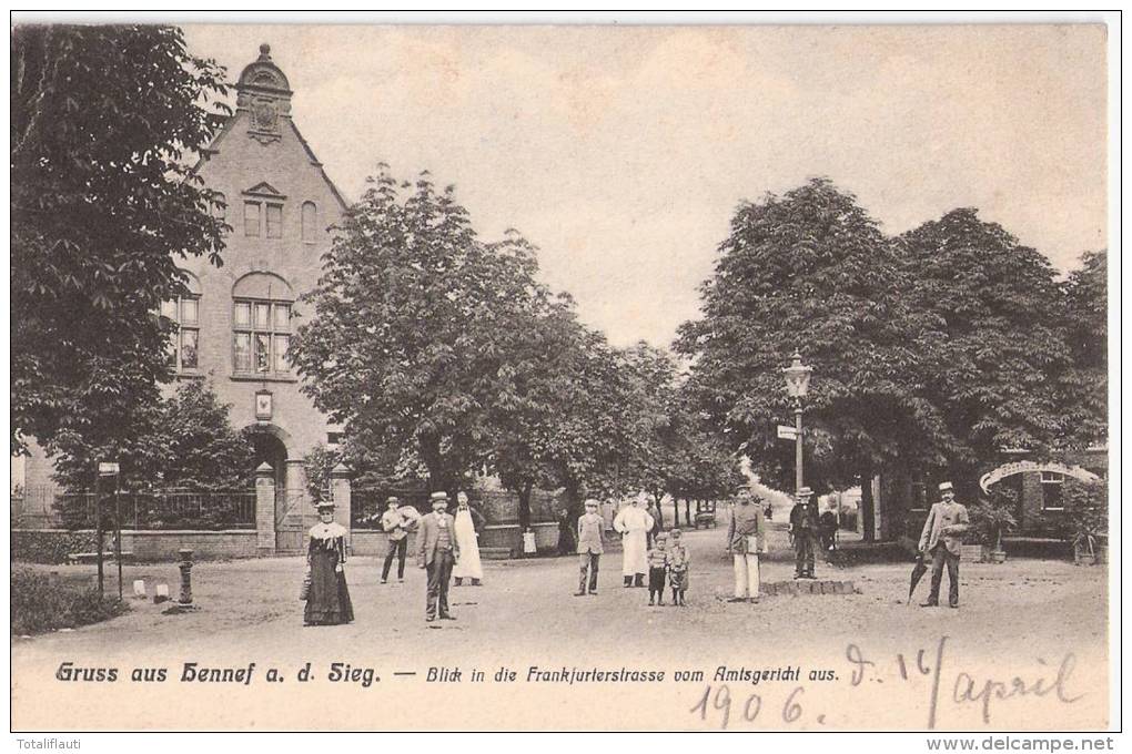 Gruss Aus Hennef An Der Sieg Blick In Frankfurter Straße Vom Amtsgericht Aus Gasthaus R Schora Hotel NasshovenHotel 1906 - Hennef