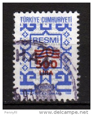 TURCHIA - 1989 YT 184 SERVICE USED - Timbres De Service