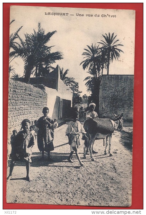 BAMAF-02 Laghouat, Une Rue De Ch'titt. Cachet 1926 Vers Genève, Pas De Timbre.  ANIME. - Laghouat