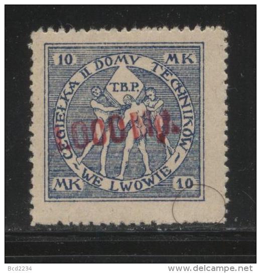 POLAND 1920S LWOW LEMBERG LVIV 1000MP OVERPRINT ON 10MK TECHNICIANS BUILDING FUND LABEL NHM - Viñetas