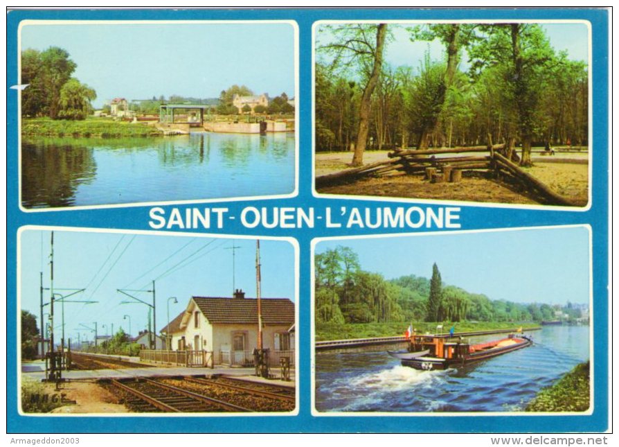 C17 / DEPT. 95 CPSM 1970 SAINT OUEN L’AUMÔNE MULTI VUE LA GARE, LE PARC , L’ÉCLUSE , L'OISE TBE - Saint-Ouen-l'Aumône