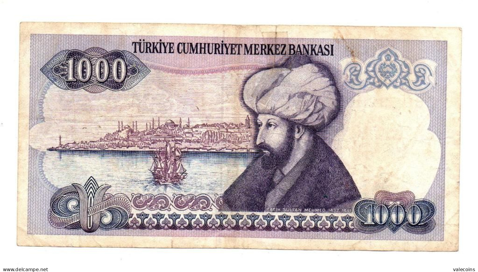 * TURCHIA TURKEY TURKEI    1000 Lirasi  (1986) -  P 196 - Serie I - VG+ Lightly Taped - Turquie