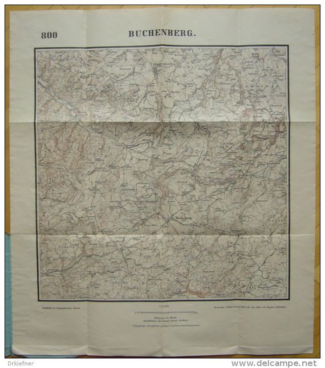 Topogr. Karte Von Bayern 1:25 000, Nr 800 Buchenberg Mit Ermengerst Und Wiggensbach, Um 1920 - Topographische Karten