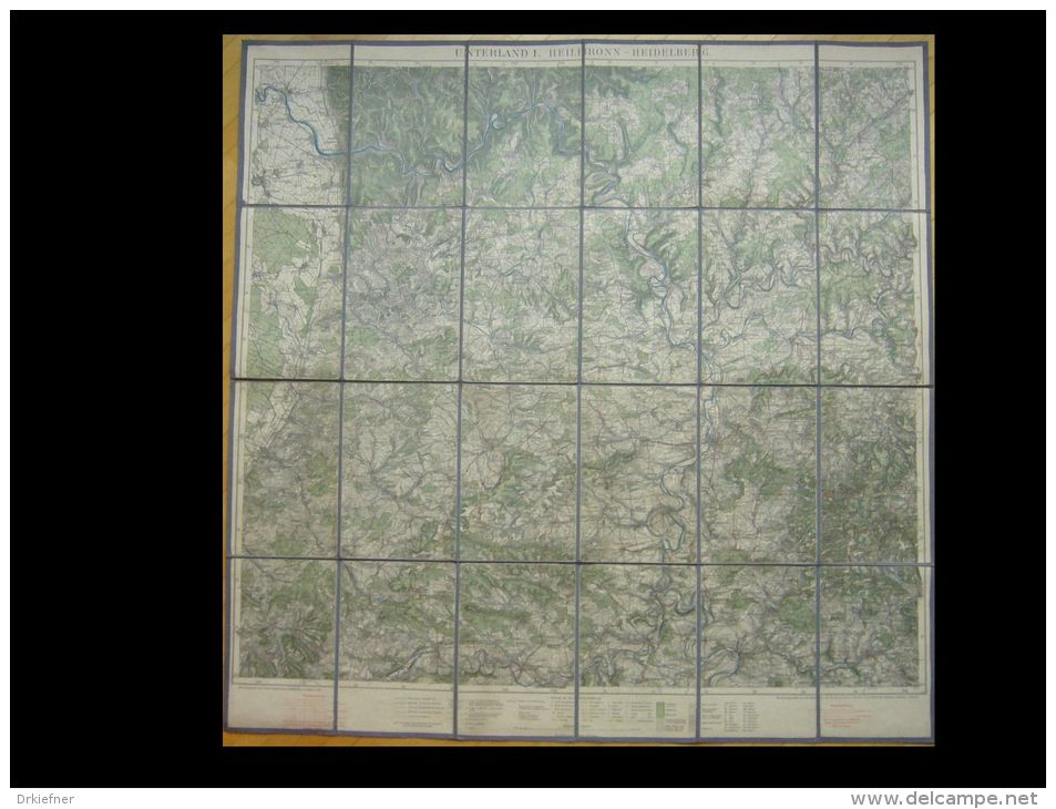 Topogr. Karte Unterland I, 1927, 1:100 000 Osterburken Backnang Bruchsal Heidelberg Heilbronn Mit Wanderwegen - Topographische Karten